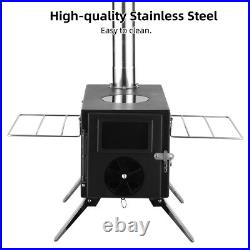 Wood Burning Stove Portable Camping Outdoor Fire Pit Black Stainless Steel T FD