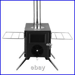 Wood Burning Stove Portable Camping Outdoor Fire Pit Black Stainless Steel T FD