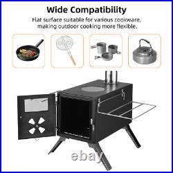 Wood Burning Stove Portable Camping Outdoor Fire Pit Black Stainless Steel T FD
