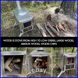 Wood Burning Stove, Portable Camping Stove with Chimney Pipes, Front Window Wood Burning Stove, Portable Camping Stove with Chimney Pipes, Front Window