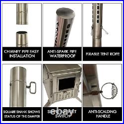 Wood Burning Stove, Portable Camping Stove with Chimney Pipes, Front Window Wood Burning Stove, Portable Camping Stove with Chimney Pipes, Front Window