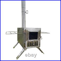 Wood Burning Stove, Portable Camping Stove with Chimney Pipes, Front Window Wood Burning Stove, Portable Camping Stove with Chimney Pipes, Front Window