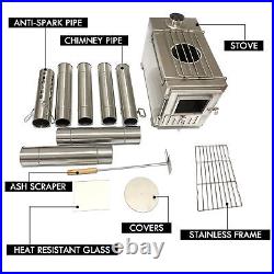 Wood Burning Stove, Portable Camping Stove with Chimney Pipes, Front Window, Wood Burning Stove, Portable Camping Stove with Chimney Pipes, Front Window,