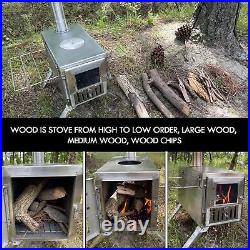 Wood Burning Stove, Portable Camping Stove with Chimney Pipes, Front Window, Wood Burning Stove, Portable Camping Stove with Chimney Pipes, Front Window,