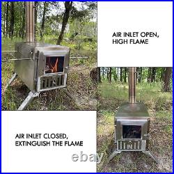 Wood Burning Stove, Portable Camping Stove with Chimney Pipes, Front Window, Wood Burning Stove, Portable Camping Stove with Chimney Pipes, Front Window,