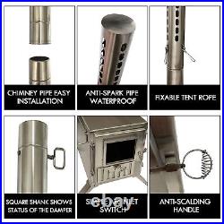 Wood Burning Stove, Portable Camping Stove with Chimney Pipes, Front Window&#65292