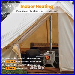 Wood Burning Stove, Portable Camping Stove with Chimney Pipes, Front Window, Side R