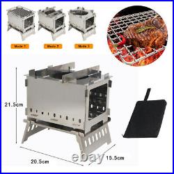Wood Burning Stove Portable Foldable Grill Outdoor Camping Cookware Barbecue BBQ