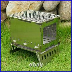 Wood Burning Stove Portable Foldable Grill Outdoor Camping Cookware Barbecue BBQ