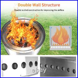 Wood Burning Stove Stainless Steel Fire Pit for Outdoor Patio Camping Campfire