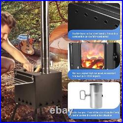 Wood Burning Stove, Wood Stove With Chimney Pipes, Small Camping Wood Stove W