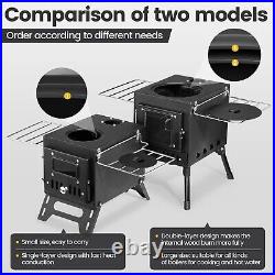 Wood Burning Stove, Wood Stove With Chimney Pipes, Small Camping Wood Stove W