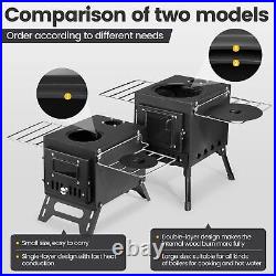 Wood Burning Stove, Wood Stove With Chimney Pipes, Small Camping Wood Stove W Wood Burning Stove, Wood Stove With Chimney Pipes, Small Camping Wood Stove W