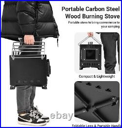 Wood Burning Stove, Wood Stove With Chimney Pipes, Small Camping Wood Stove W