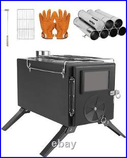 Wood Burning Stove for Hot Tents, Camping Stove with Chimney Pipes for Tents