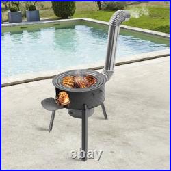 Wood Burning Stove with 3 Wok Rings, Multifunction Wood Burning Stove