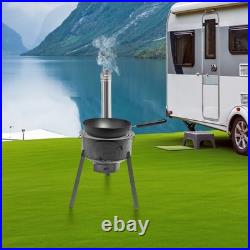 Wood Burning Stove with 3 Wok Rings, Multifunction Wood Burning Stove