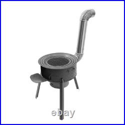 Wood Burning Stove with 3 Wok Rings, Multifunction Wood Burning Stove