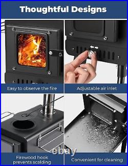 Wood Burning Stove with 7 Section Chimney Pipes for Outdoor Heating & Cooking Wood Burning Stove with 7 Section Chimney Pipes for Outdoor Heating & Cooking