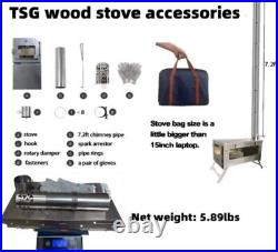 Wood Burning Stove with Chimney Pipe, Hot Tent Portable Small Camping Wood Stove