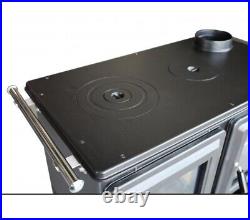 Wood Burning Stove with Extra Large Fire Chamber, Enameled Cast Iron Stove