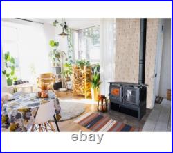 Wood Burning Stove with Extra Large Fire Chamber, Enameled Cast Iron Stove