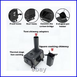 Wood Burning Stove with Fire Window, Portable Tent Stove with 7 Sectional Chim