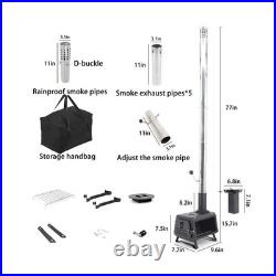 Wood Burning Stove with Fire Window, Portable Tent Stove with 7 Sectional Chim