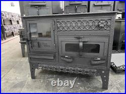 Wood Burning Stove with Oven Rustic Cast Iron Cooker Heating and Baking Handmade