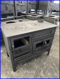 Wood Burning Stove with Oven Rustic Cast Iron Cooker Heating and Baking Handmade