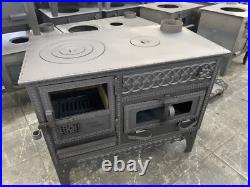 Wood Burning Stove with Oven Rustic Cast Iron Cooker Heating and Baking Handmade