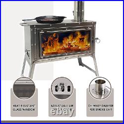 Wood Burning Tent Stove Chimney Pipe Portable Outdoor Camping Stainless Steel