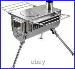 Wood Burning Tent Stove Double View Portable Medium Shelter Camping Heater Pipe