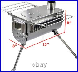 Wood Burning Tent Stove Double View Portable Medium Shelter Camping Heater Pipe