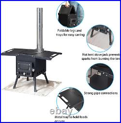 Wood Camping Stove, Outdoor Camping Stove, Portable Wood Burning Stove with Chimn