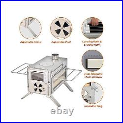 Wood Stove, Camping Wood Stove Include View Glass, Portable Wood Stove With 7