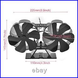 Wood Stove Fan/2-Head Fireplace Fan/For Wood Burning Stove, Heat Powered Fan