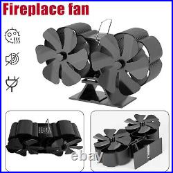 Wood Stove Fan, 2-Head Fireplace Fan For Wood Burning Stove, Heat Powered Fan