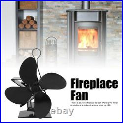 Wood Stove Fan 4 Blade Fireplace Fan for Wood Burning Stove, Heat Powered Fan