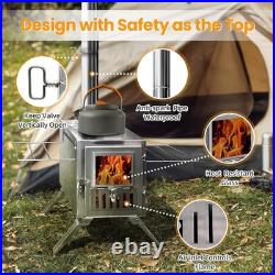 Wood Stove Hot Tent Stove, Portable Camping Wood Burning Stove for Outdoor Co