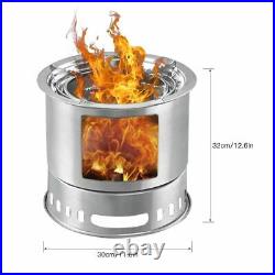 Wood Stove Portable Burning Galvanized Steel Bbq Grill Outdoor Backpack Camping