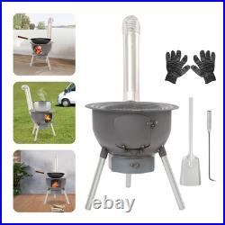 Wood Stove Portable Camping Wood Burning Stove with Chimney Pipe BBQ Stove