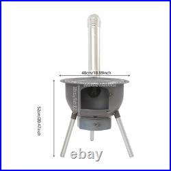 Wood Stove Portable Camping Wood Burning Stove with Chimney Pipe BBQ Stove