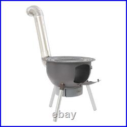 Wood Stove Portable Camping Wood Burning Stove with Chimney Pipe BBQ Stove