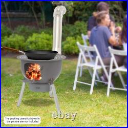 Wood Stove Portable Camping Wood Burning Stove with Chimney Pipe BBQ Stove