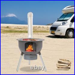 Wood Stove Portable Camping Wood Burning Stove with Chimney Pipe BBQ Stove