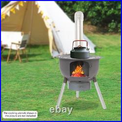 Wood Stove Portable Camping Wood Burning Stove with Chimney Pipe BBQ Stove