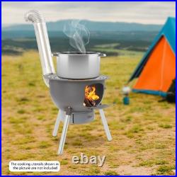 Wood Stove Portable Camping Wood Burning Stove with Chimney Pipe BBQ Stove