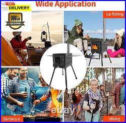 Wood Stove, Portable Camping Wood Stove, Hot Tent Stove with Sectional Chimney