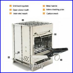 Wood Stove Stainless Steel Foldable Camping BBQ Integrated Wood Burning Stove